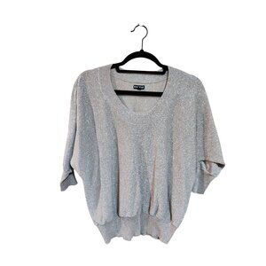 Express Silver Metallic Knit Dolman Sleeve Sweater XS Womens Lightweight Sparkle